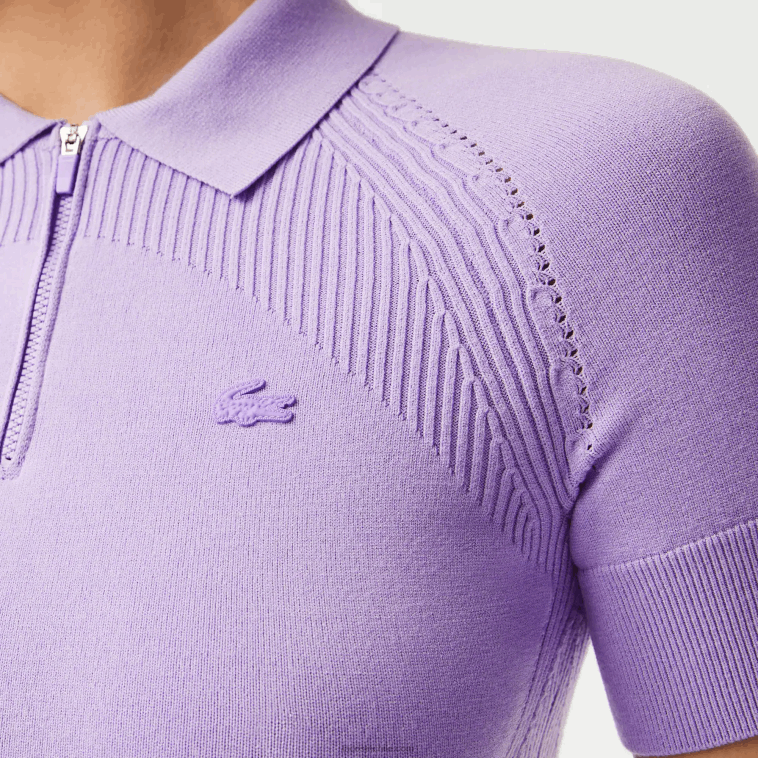 mujer Lacoste púrpura gfu jersey de punto con cremallera en el cuello N6XZ22637