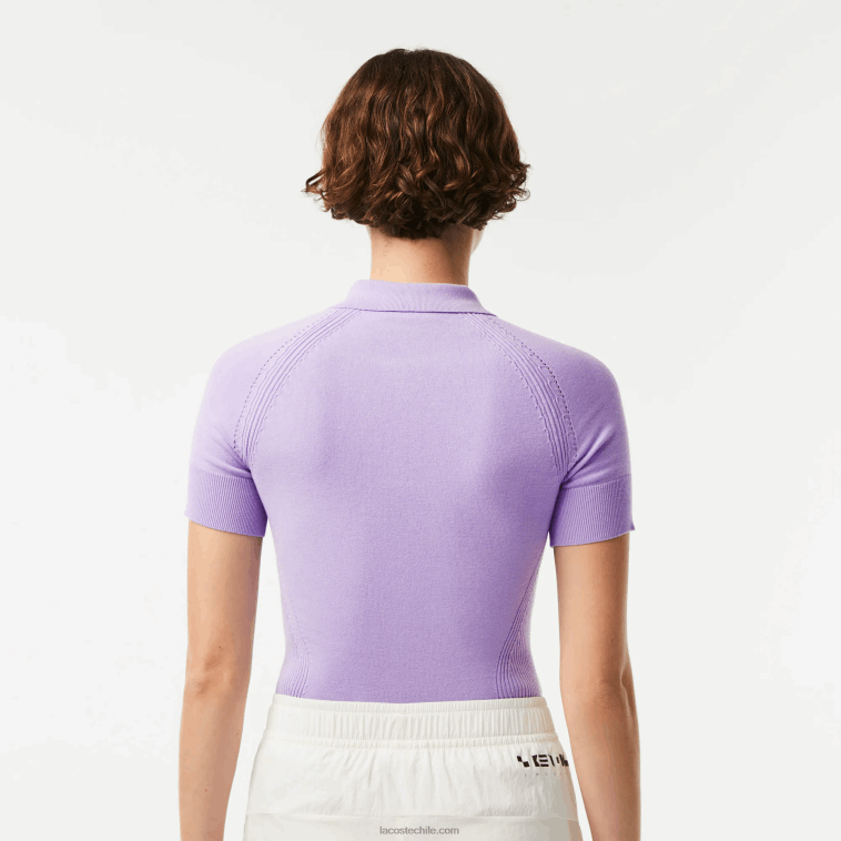 mujer Lacoste púrpura gfu jersey de punto con cremallera en el cuello N6XZ22637