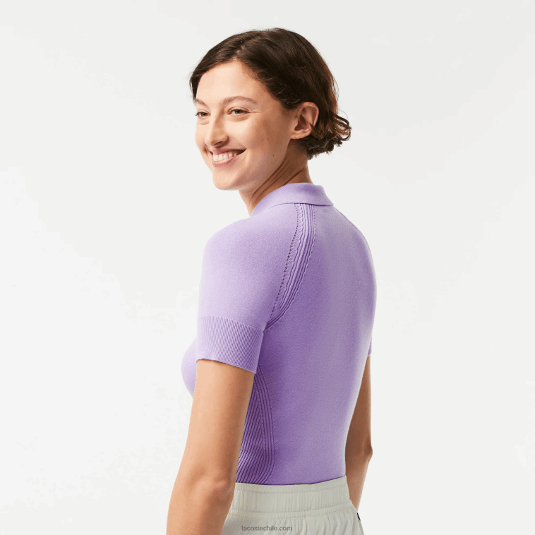 mujer Lacoste púrpura gfu jersey de punto con cremallera en el cuello N6XZ22637