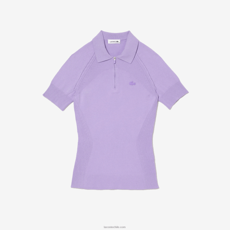 mujer Lacoste púrpura gfu jersey de punto con cremallera en el cuello N6XZ22637