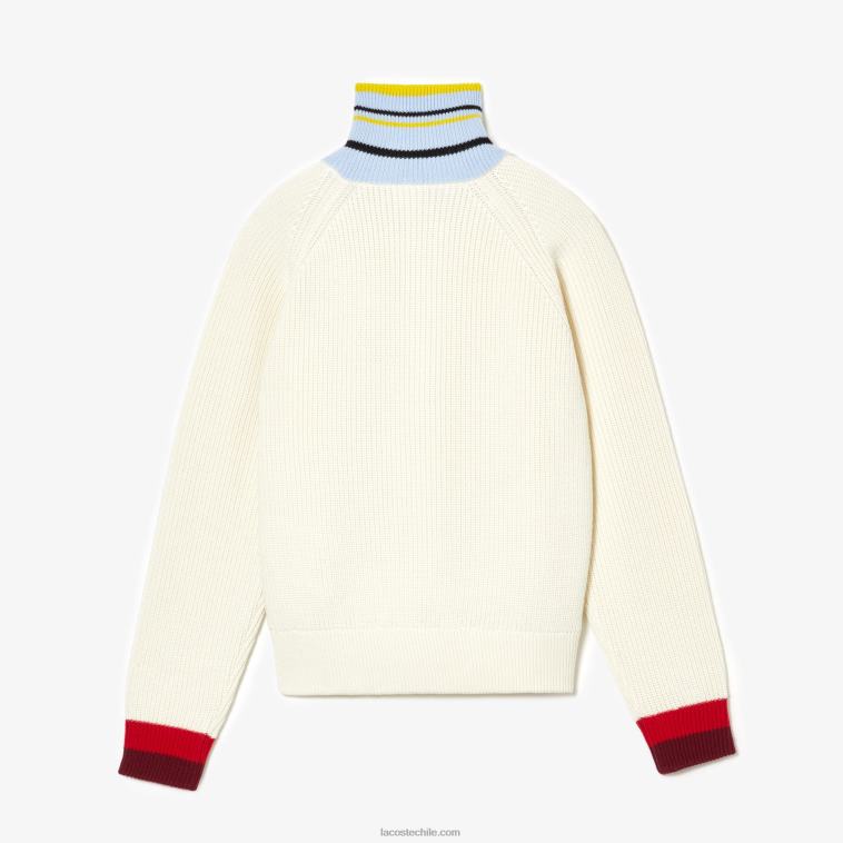 mujerblanco r1t Jersey Lacoste X Goop De Lana De Canalé Con Cremallera N6XZ22673