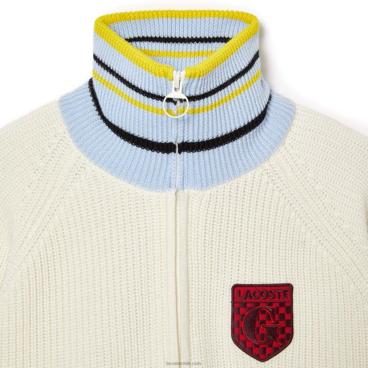 mujerblanco r1t Jersey Lacoste X Goop De Lana De Canalé Con Cremallera N6XZ22673