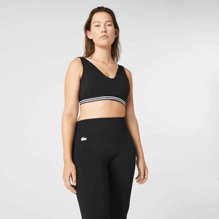 mujer Lacoste negro blanco negro 6kj sujetador deportivo con detalles en contraste N6XZ22598