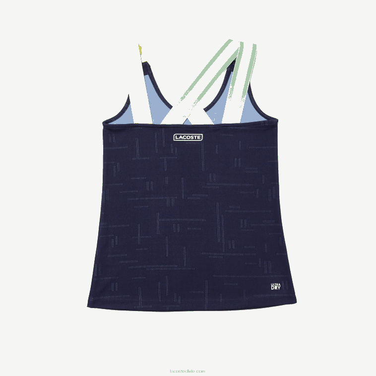 mujer Lacoste azul marino blanco 2hc camiseta deportiva ajustada sin mangas N6XZ22594