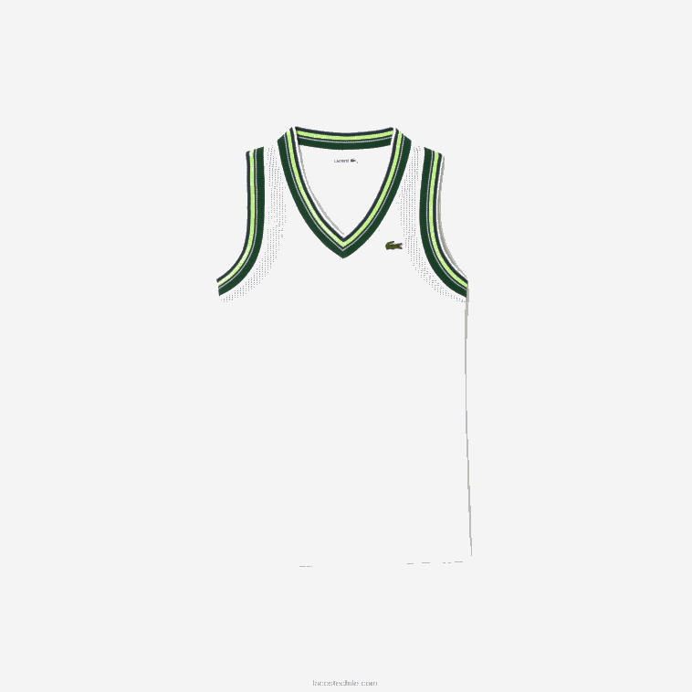 mujer Lacoste blanco 001 camiseta sin mangas con cuello en V en contraste N6XZ22442 mujer Lacoste blanco 001 camiseta sin mangas con cuello en V en contraste N6XZ22442