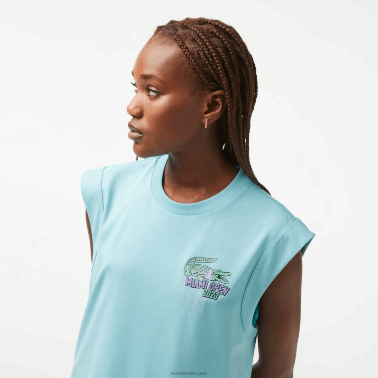 mujer Lacoste menta bvg sport miami edición abierta blusa sin mangas N6XZ22411