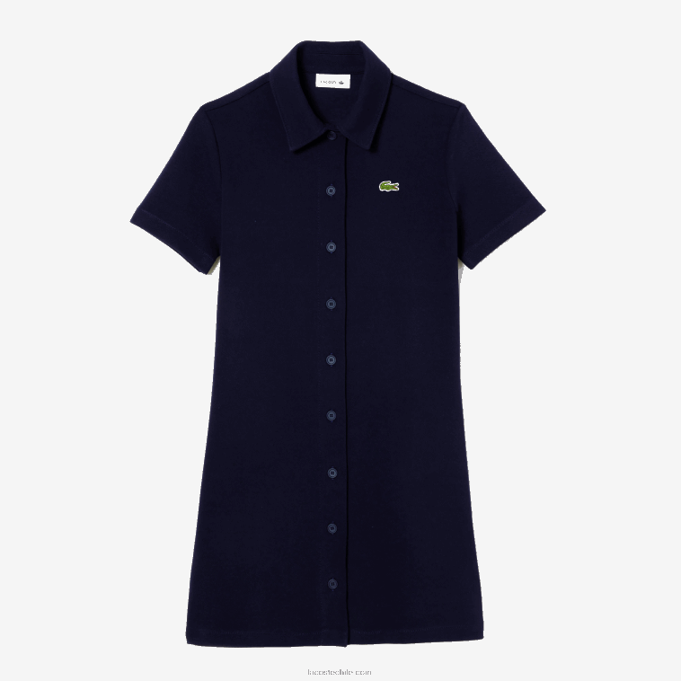 mujer Lacoste azul marino 166 vestido polo de algodón orgánico con botones N6XZ22379 mujer Lacoste azul marino 166 vestido polo de algodón orgánico con botones N6XZ22379