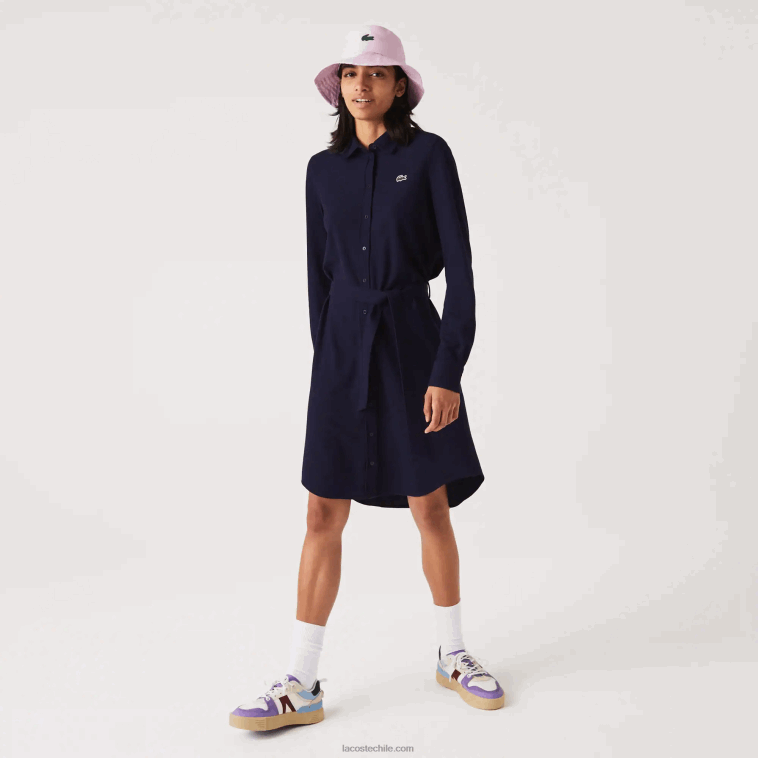 mujer Lacoste azul marino 166 vestido polo de piqué de algodón ajustable N6XZ22491 mujer Lacoste azul marino 166 vestido polo de piqué de algodón ajustable N6XZ22491