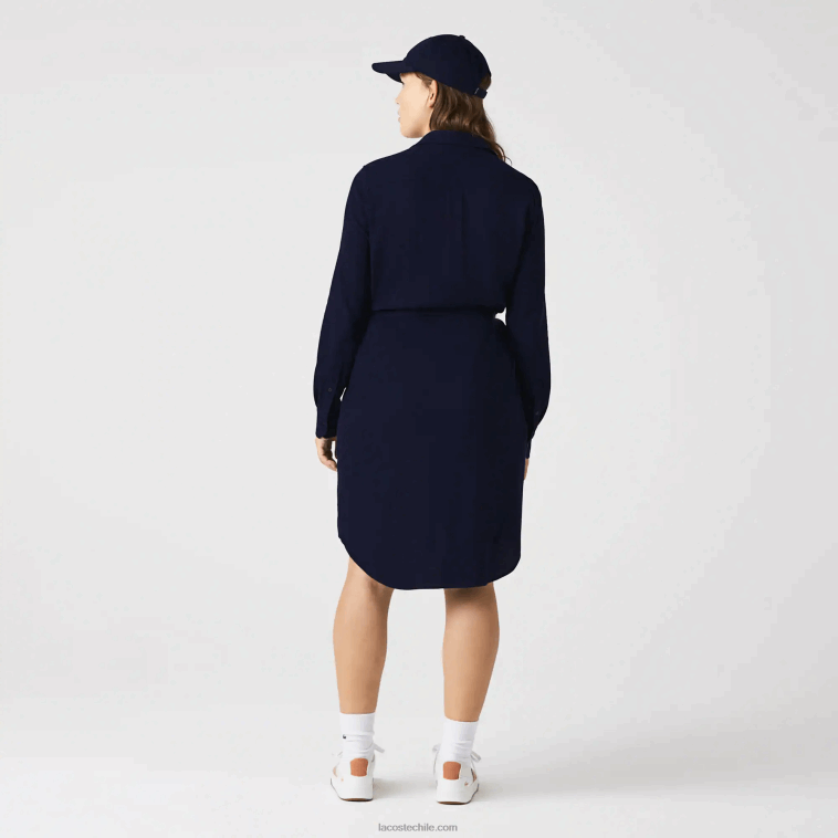 mujer Lacoste azul marino 166 vestido polo de piqué de algodón ajustable N6XZ22491