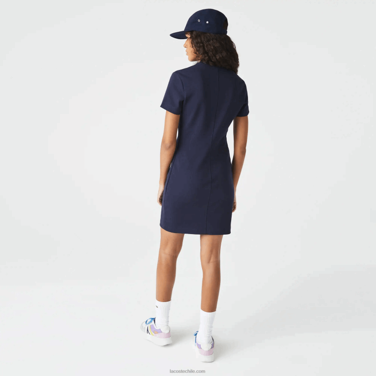 mujer Lacoste azul marino 166 vestido tipo polo de punto de algodón con logo N6XZ22517