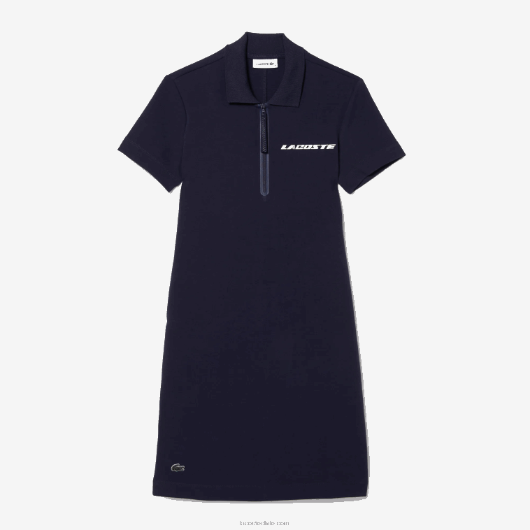 mujer Lacoste azul marino 166 vestido tipo polo de punto de algodón con logo N6XZ22517