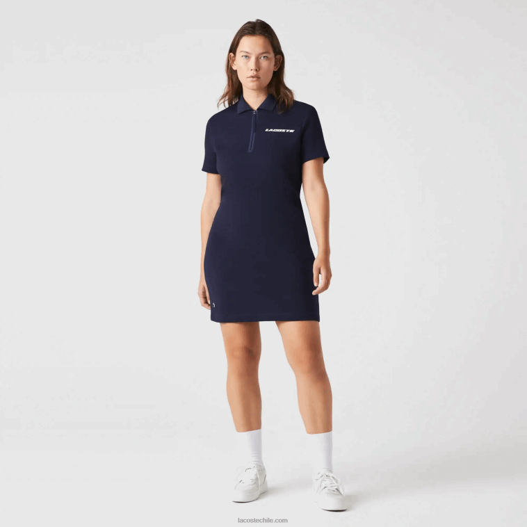 mujer Lacoste azul marino 166 vestido tipo polo de punto de algodón con logo N6XZ22517
