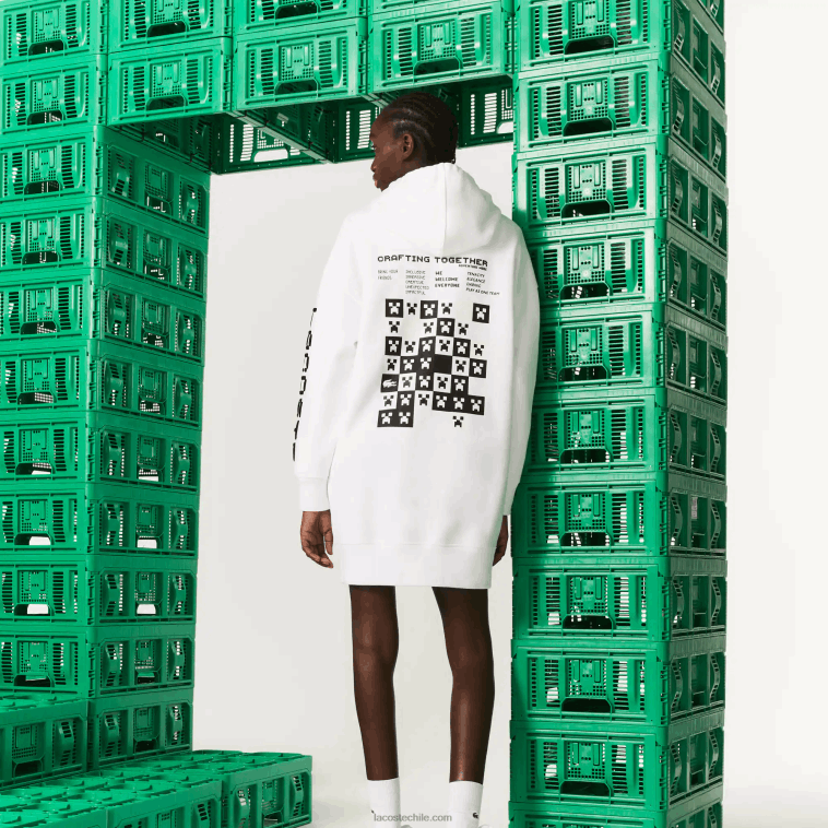 mujer Lacoste blanco 001 vestido con capucha de polar orgánico live x minecraft N6XZ22521