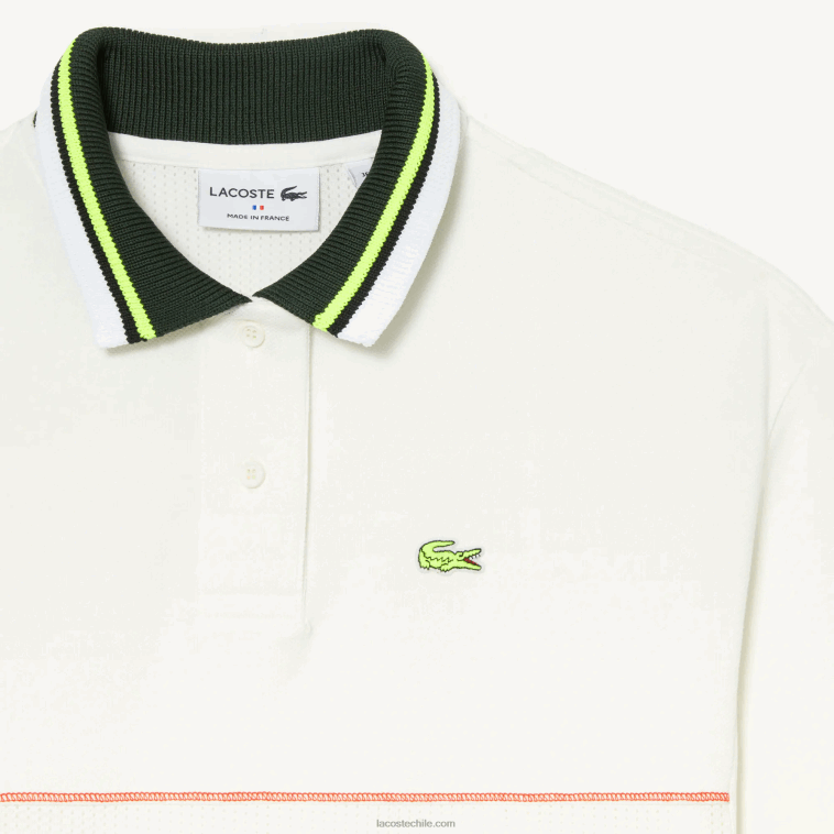 mujer Lacoste blanco 70v vestido polo de algodón orgánico hecho en francés N6XZ22376