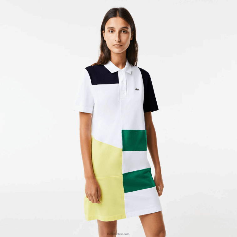 mujer Lacoste blanco sbh vestido polo de piqué con patchwork N6XZ22519 mujer Lacoste blanco sbh vestido polo de piqué con patchwork N6XZ22519
