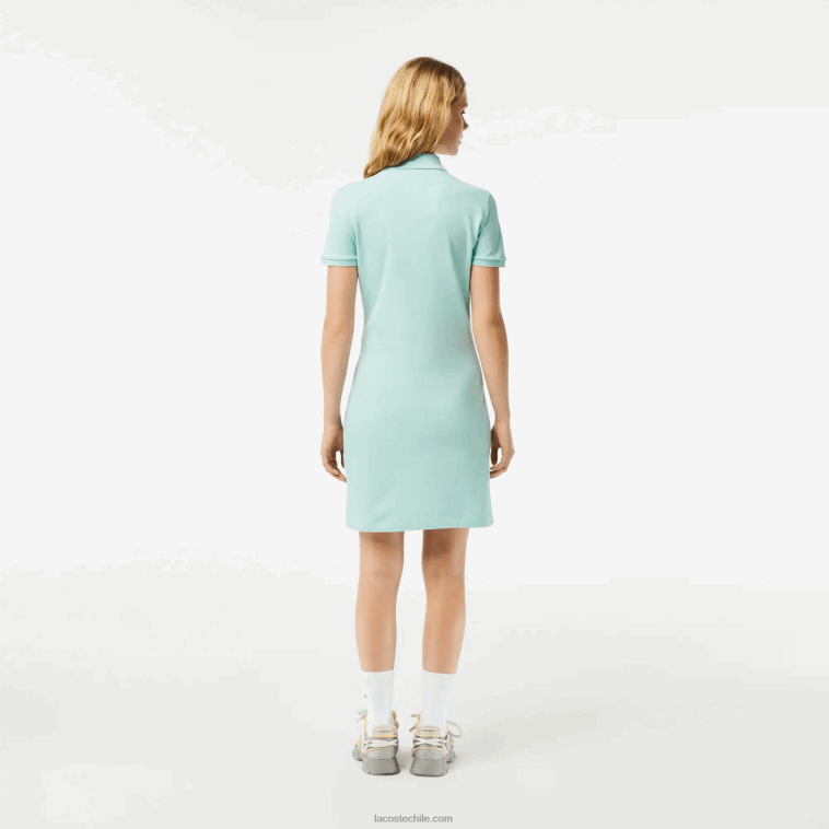 mujer Lacoste menta lgf vestido tipo polo de piqué de algodón elástico N6XZ22368
