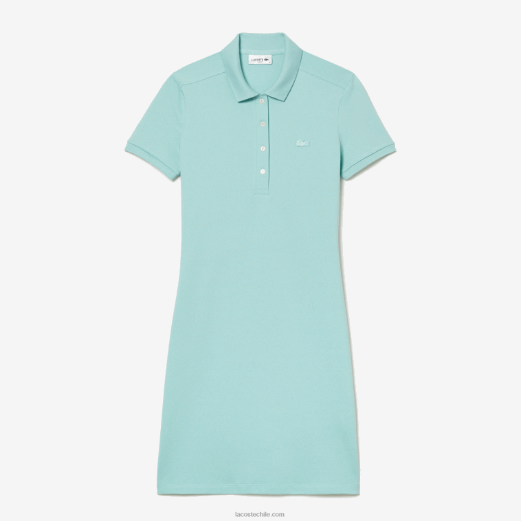 mujer Lacoste menta lgf vestido tipo polo de piqué de algodón elástico N6XZ22368