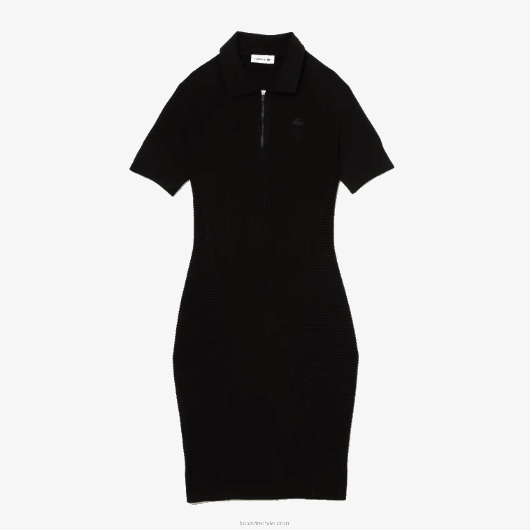 mujer Lacoste negro 031 vestido con detalles de punto y cremallera en la parte delantera N6XZ22481