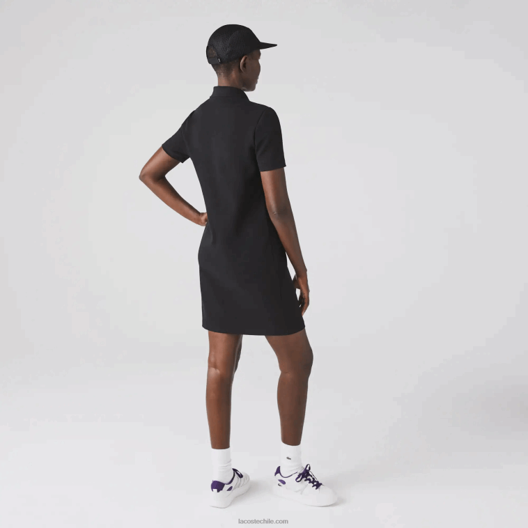 mujer Lacoste negro 031 vestido tipo polo de piqué con manga trompeta N6XZ22510