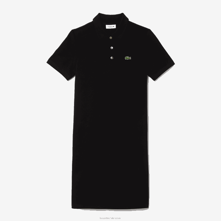mujer Lacoste negro 031 vestido tipo polo de piqué con manga trompeta N6XZ22510