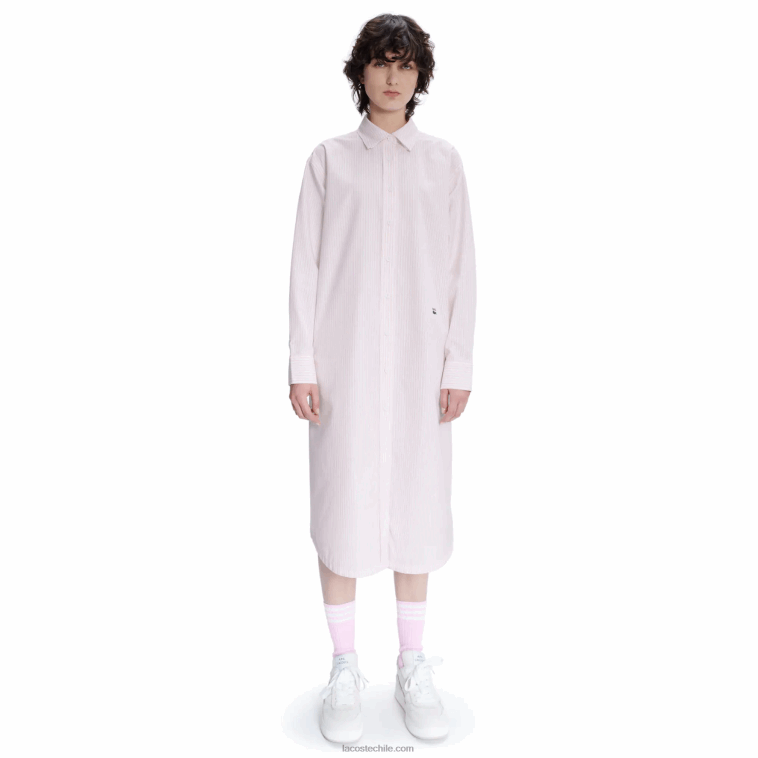 mujerblanco rosa m5u lacoste x a.p.c. vestido camisero de algodón a rayas N6XZ22520
