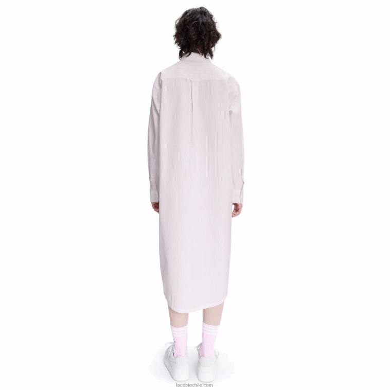 mujerblanco rosa m5u lacoste x a.p.c. vestido camisero de algodón a rayas N6XZ22520