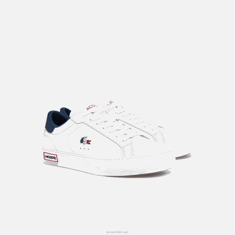 mujer Lacoste blanco/azul marino y rojo 407 zapatillas powercourt tricolor de piel N6XZ22704