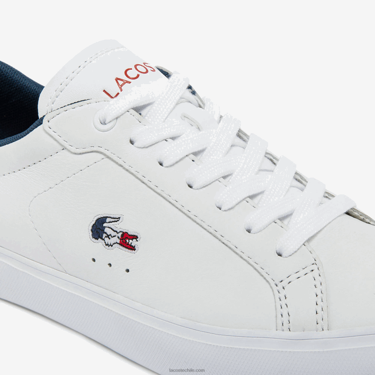 mujer Lacoste blanco/azul marino y rojo 407 zapatillas powercourt tricolor de piel N6XZ22704