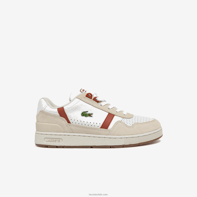 mujer Lacoste blanco y marrón 385 tenis roland garros t-clip N6XZ22746