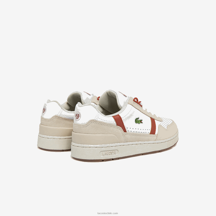 mujer Lacoste blanco y marrón 385 tenis roland garros t-clip N6XZ22746