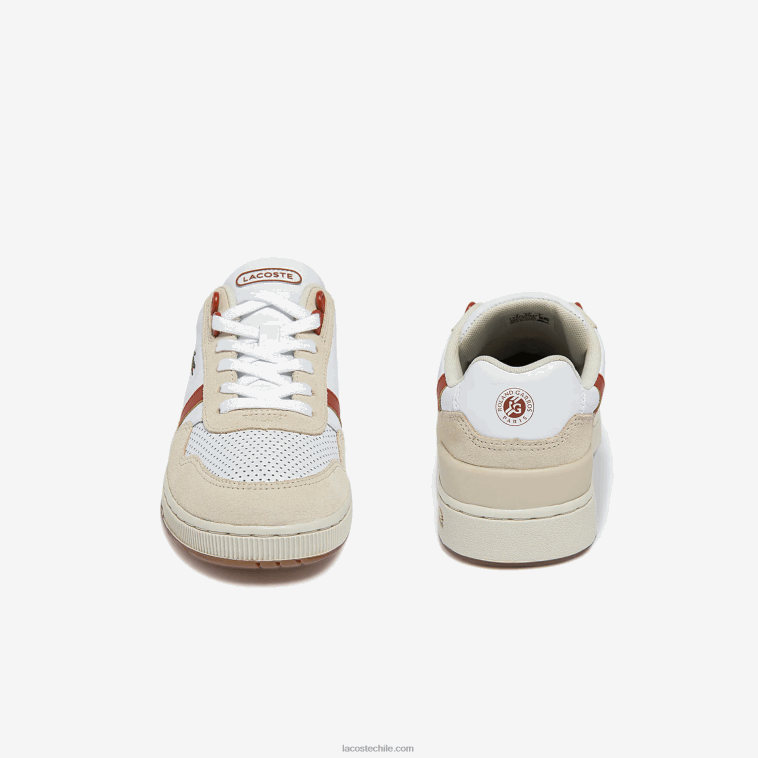mujer Lacoste blanco y marrón 385 tenis roland garros t-clip N6XZ22746
