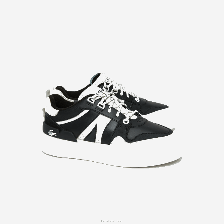 mujer Lacoste blanco y negro 312 tenis l002 de piel con detalles pop N6XZ22719