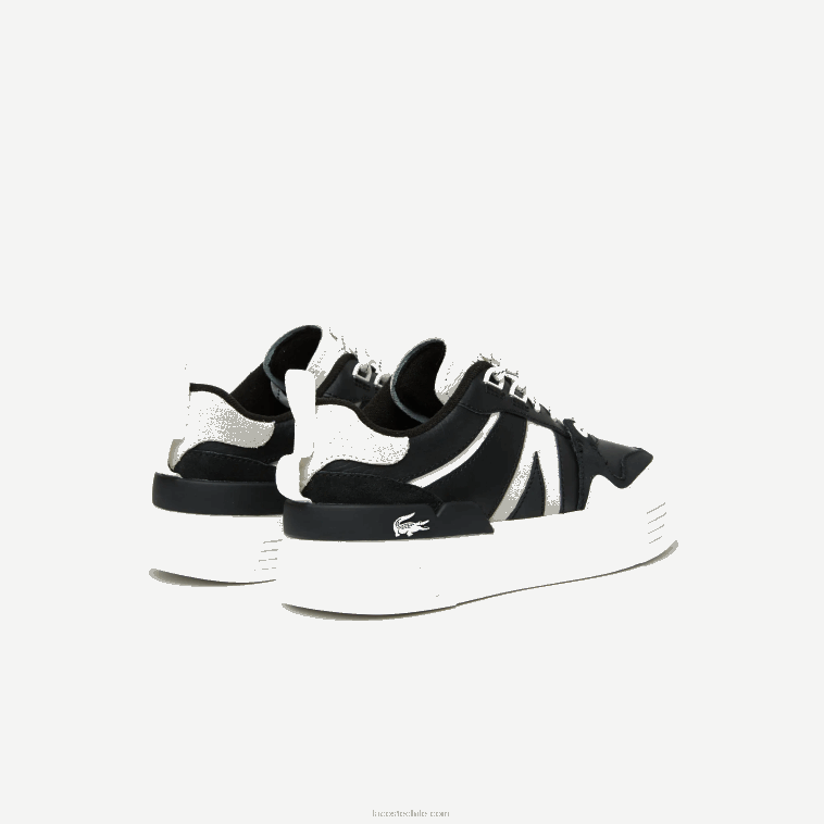 mujer Lacoste blanco y negro 312 tenis l002 de piel con detalles pop N6XZ22719