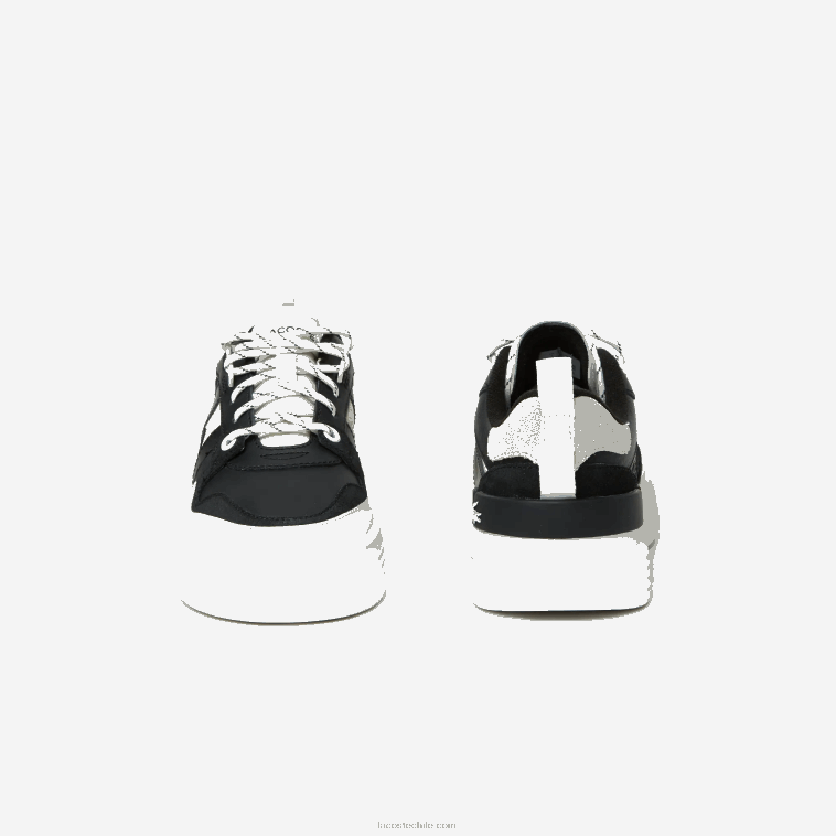 mujer Lacoste blanco y negro 312 tenis l002 de piel con detalles pop N6XZ22719