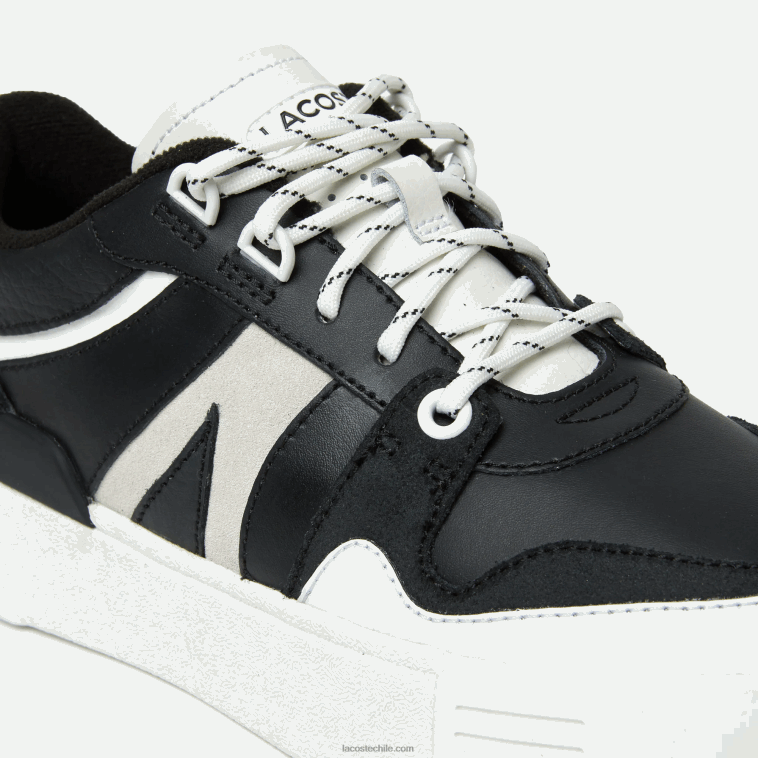mujer Lacoste blanco y negro 312 tenis l002 de piel con detalles pop N6XZ22719