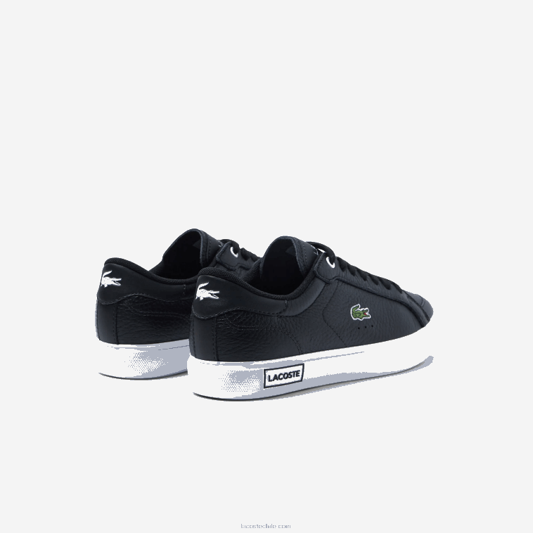 mujer Lacoste blanco y negro 312 tenis powercourt con detalles de cuero N6XZ22682