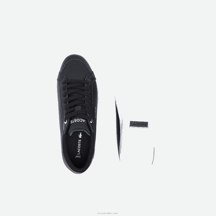 mujer Lacoste blanco y negro 312 tenis powercourt con detalles de cuero N6XZ22682