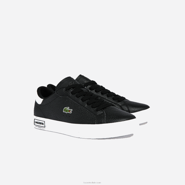 mujer Lacoste blanco y negro 312 zapatillas powercourt de piel y material sintético N6XZ22721