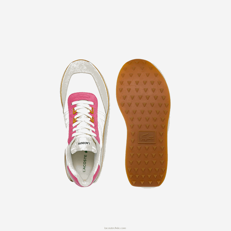 mujer Lacoste blanco y rosa b53 tenis L-spin de tela N6XZ22752