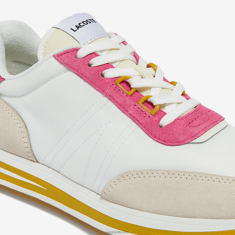mujer Lacoste blanco y rosa b53 tenis L-spin de tela N6XZ22752