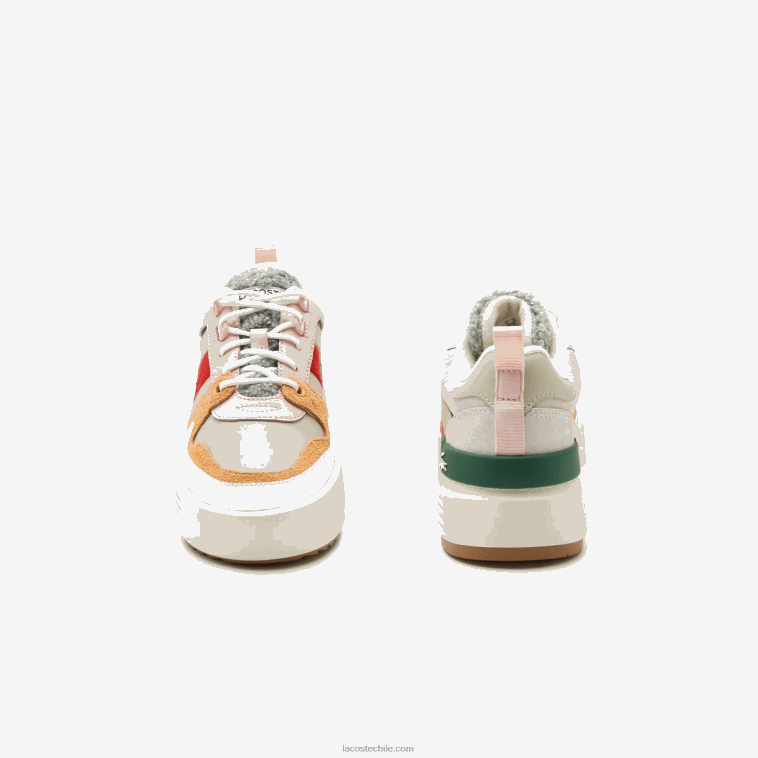 mujer Lacoste gris verde 1s4 l002 zapatos de exterior de cuero de invierno N6XZ22727