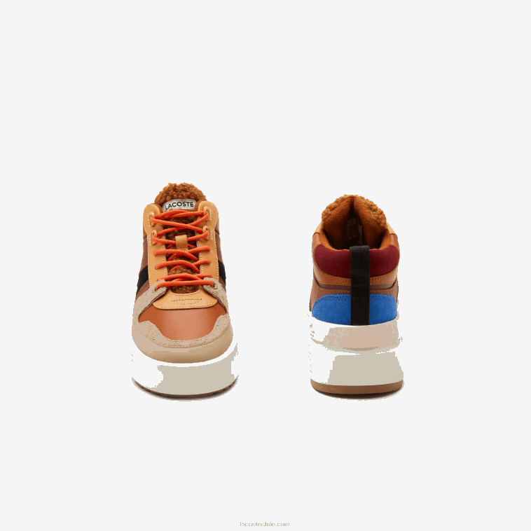 mujer Lacoste marrón rosa 7e1 l002 zapatos de exterior de cuero medio de invierno N6XZ22738