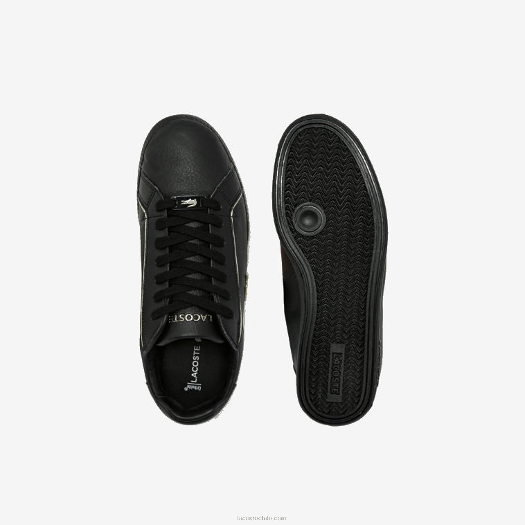 mujer Lacoste negro 02h tenis de piel con detalles metalizados N6XZ22757