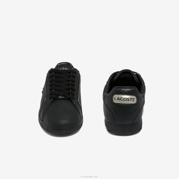 mujer Lacoste negro 02h tenis de piel con detalles metalizados N6XZ22757