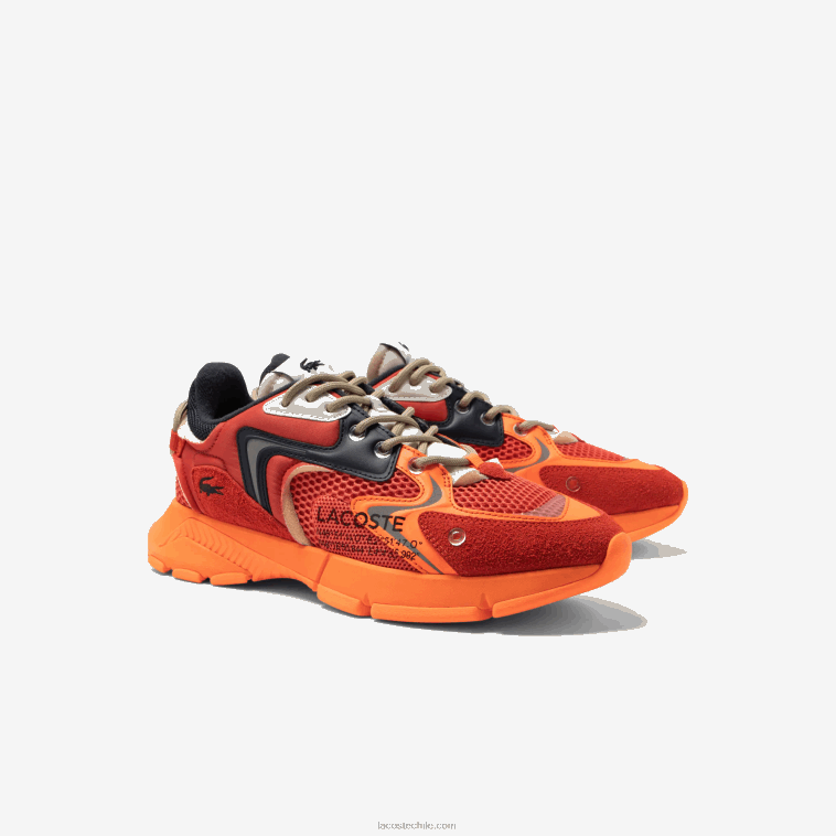 mujer Lacoste rojo naranja am1 tenis l003 neo textil N6XZ22675