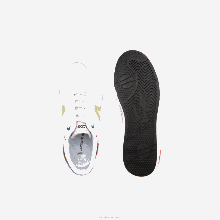 mujer Lacoste blanco roto y rosa 06c tenis l004 textil color pop N6XZ22730