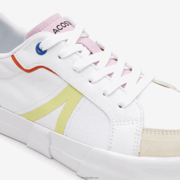 mujer Lacoste blanco roto y rosa 06c tenis l004 textil color pop N6XZ22730