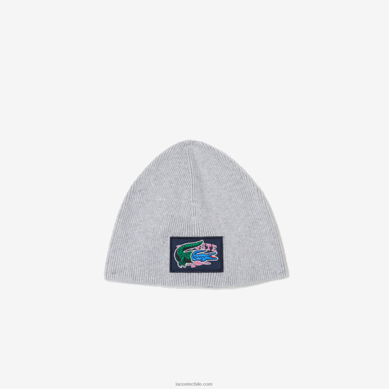 niños Lacoste lomo gris cca gorro con motivo de cómic N6XZ23278