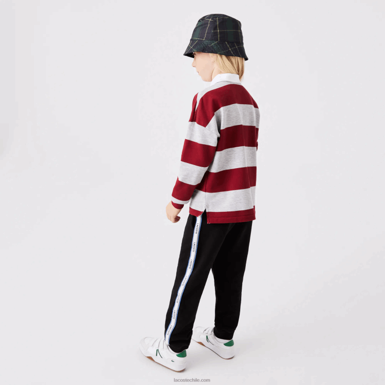 niños Lacoste lomo gris burdeos x29 polo de piqué a rayas N6XZ22962