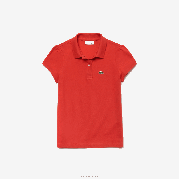 chicas Lacoste anuncio rojo mini polo de piqué con cuello festoneado N6XZ22963
